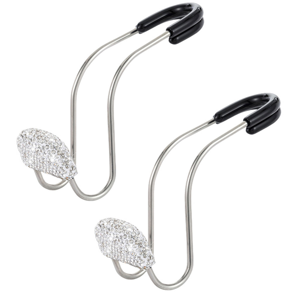 Pair of Bling Car Seat Headrest Hangers Hooks White