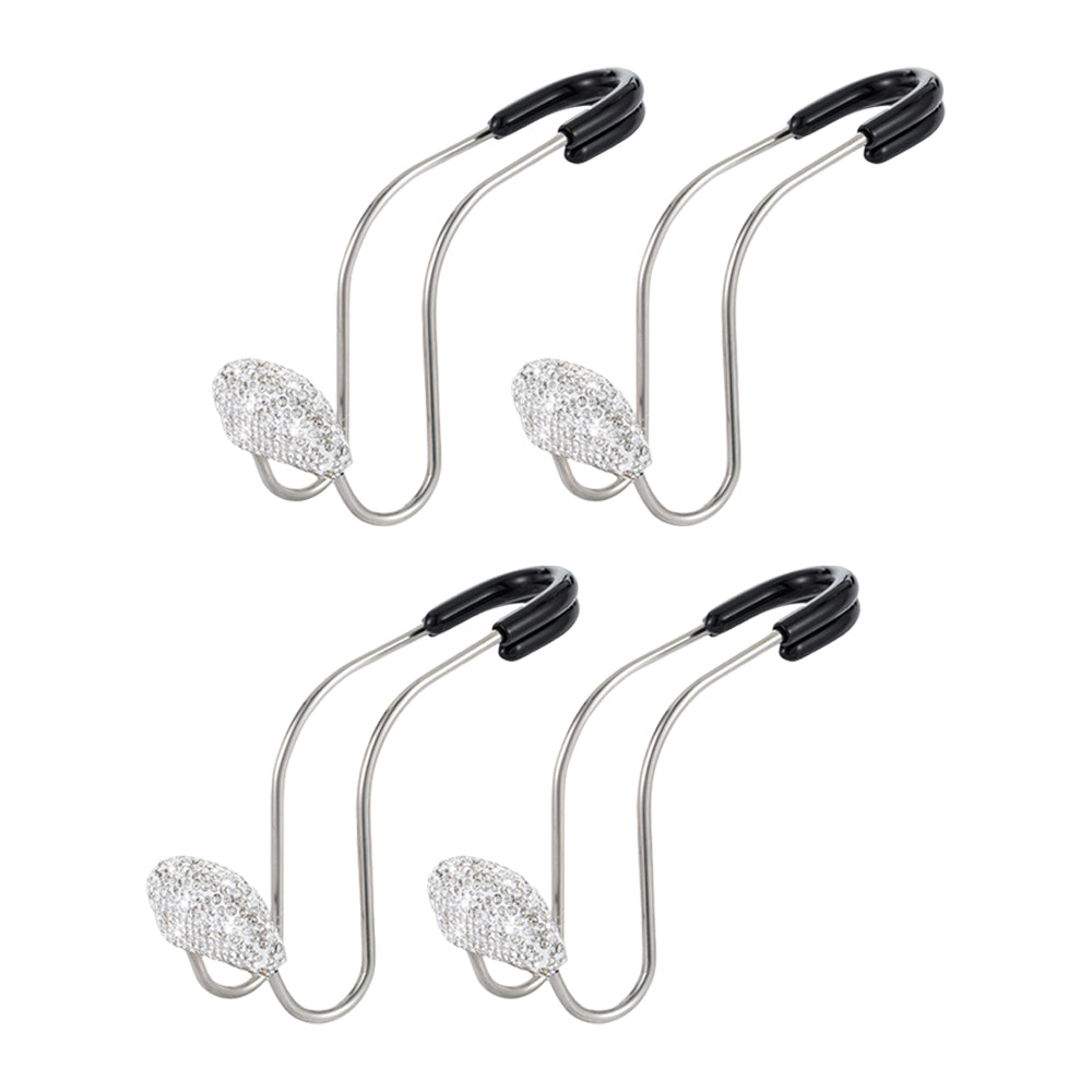 Two Pairs of Bling Car Seat Headrest Hangers Hooks White