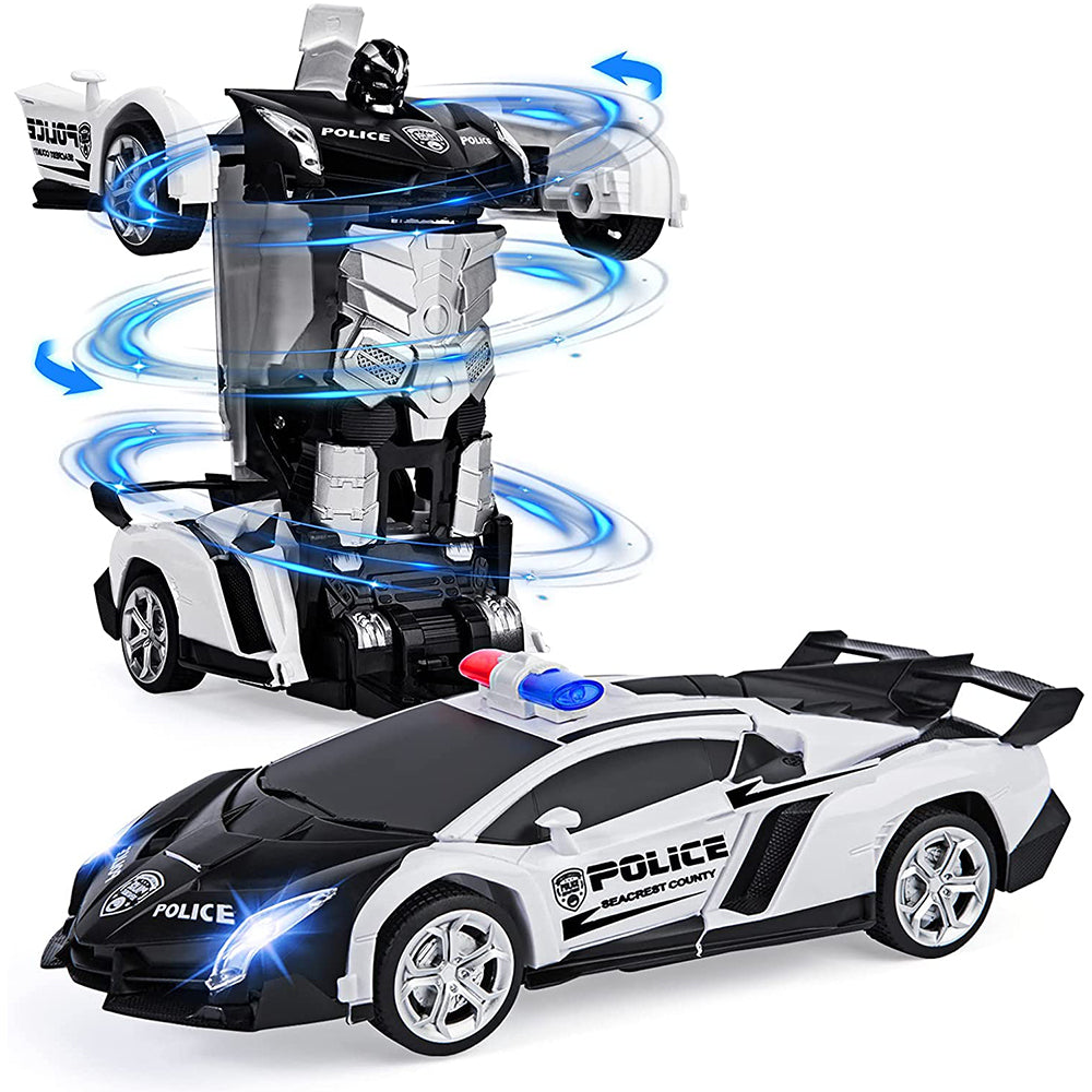 Remote Control Cars for Kids Deformation Toy Car White