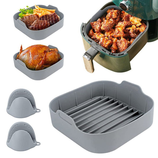 1 Set of FDA Certified Silicone Air Fryer Pot with Gloves
