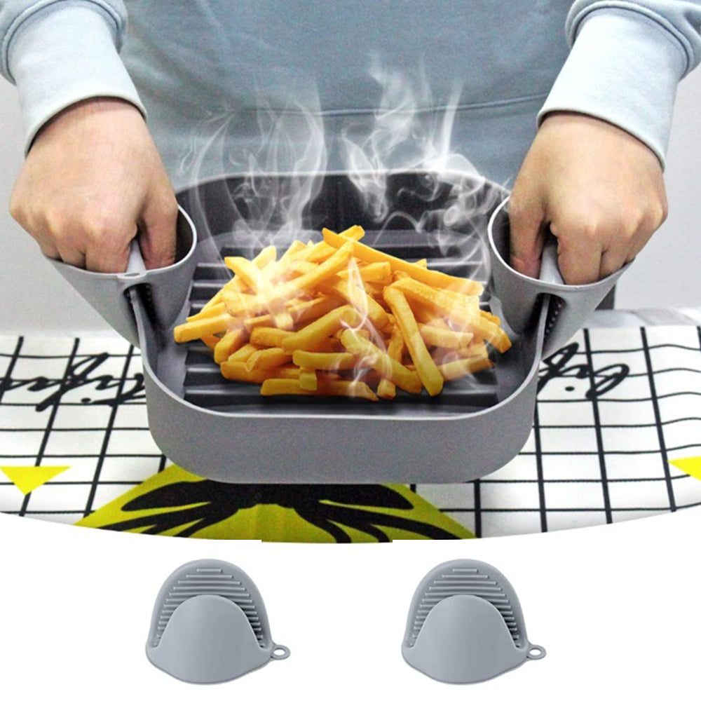 2 Sets of FDA Certified Silicone Air Fryer Pot with Gloves