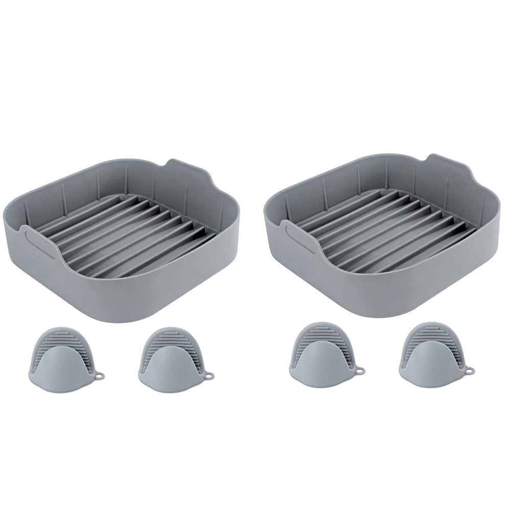 2 Sets of FDA Certified Silicone Air Fryer Pot with Gloves