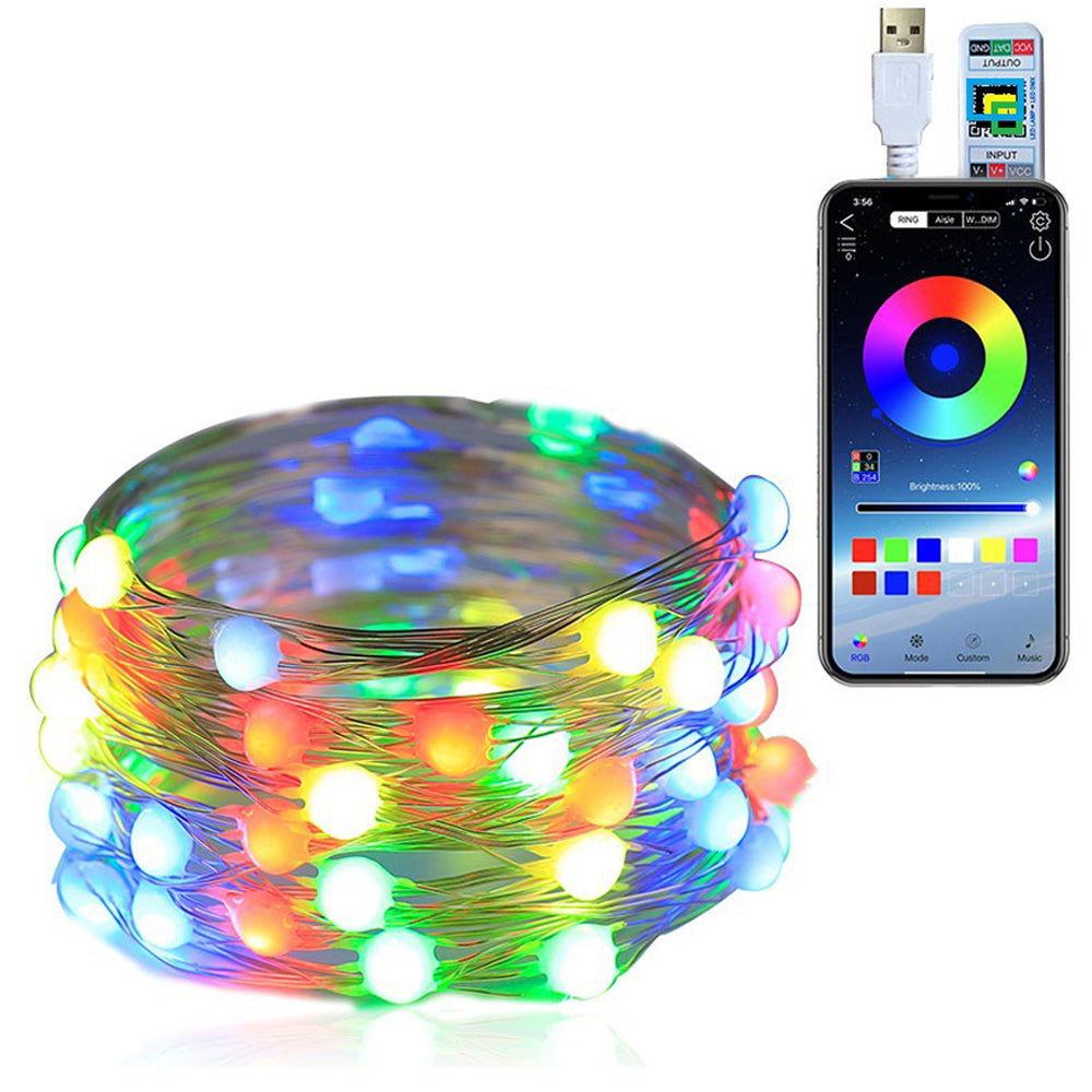 1Pc 10M Christmas RGB Color Changing Smart String Lights