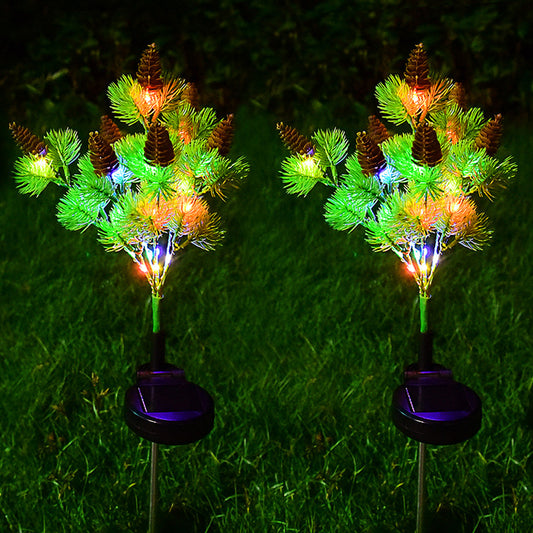 2Pcs Solar Lights Christmas Lights Pinecone Lights Outdoor Xmas Lamps
