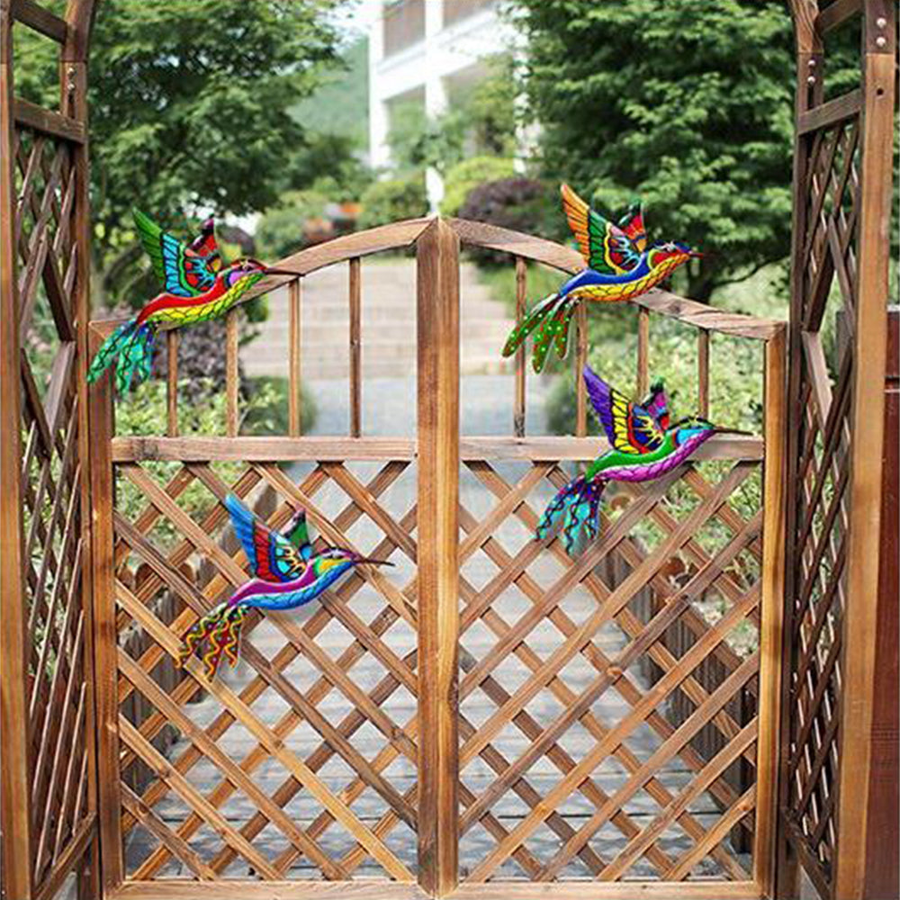4Pcs Metal Hummingbird Wall Hanging Sculpture Decor