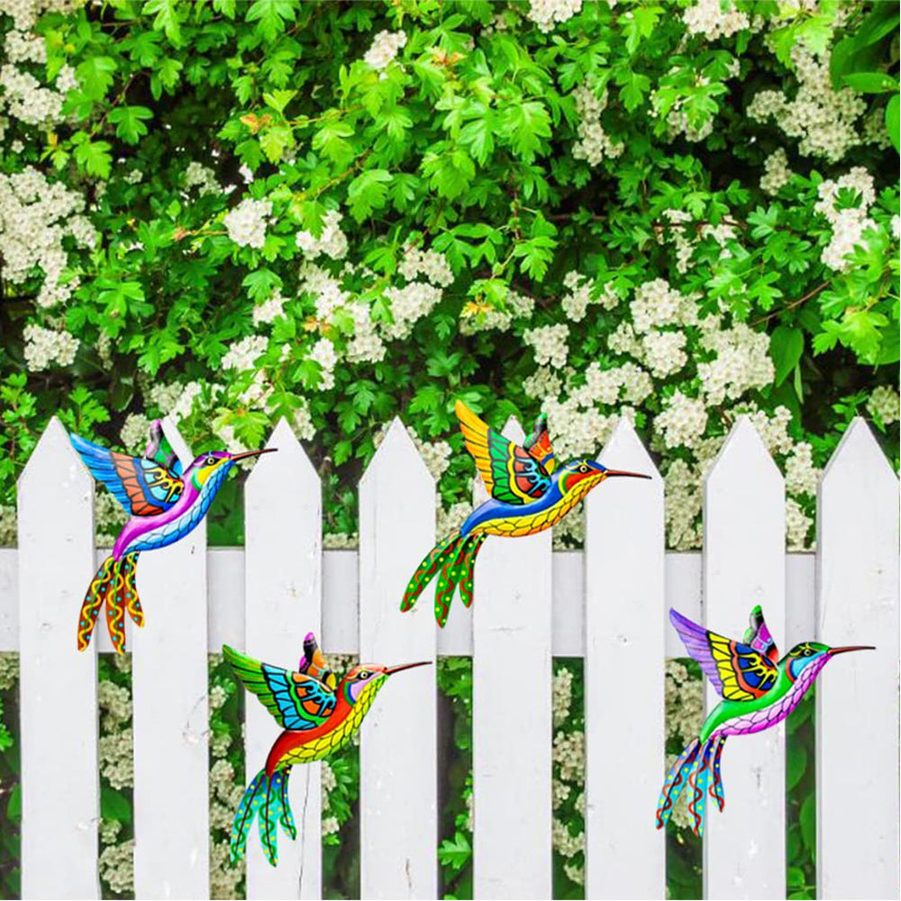 8Pcs Metal Hummingbird Wall Hanging Sculpture Decor
