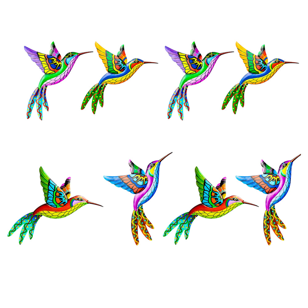 8Pcs Metal Hummingbird Wall Hanging Sculpture Decor