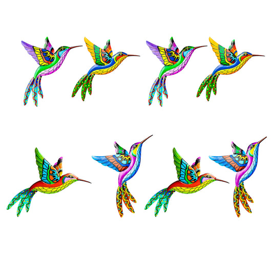 8Pcs Metal Hummingbird Wall Hanging Sculpture Decor