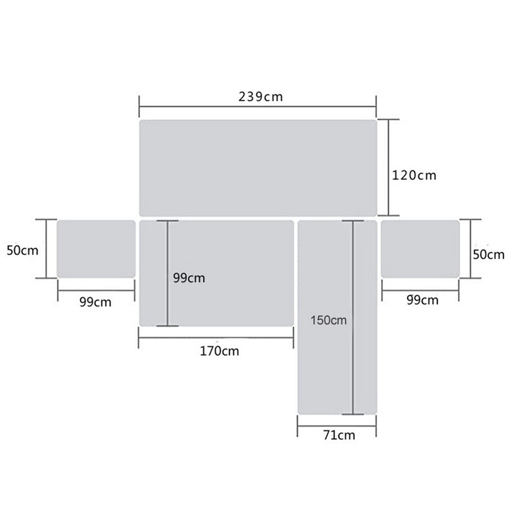Waterproof Reversible L Shaped Sofa Cover Large Size Coffee