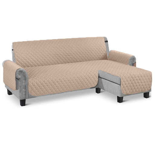 Waterproof Reversible L Shaped Sofa Cover Small Size Khaki