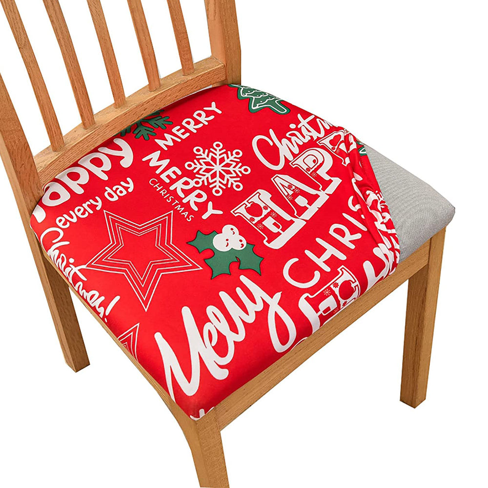 2X Christmas Stretch Dining Chair Seat Cover Style 1