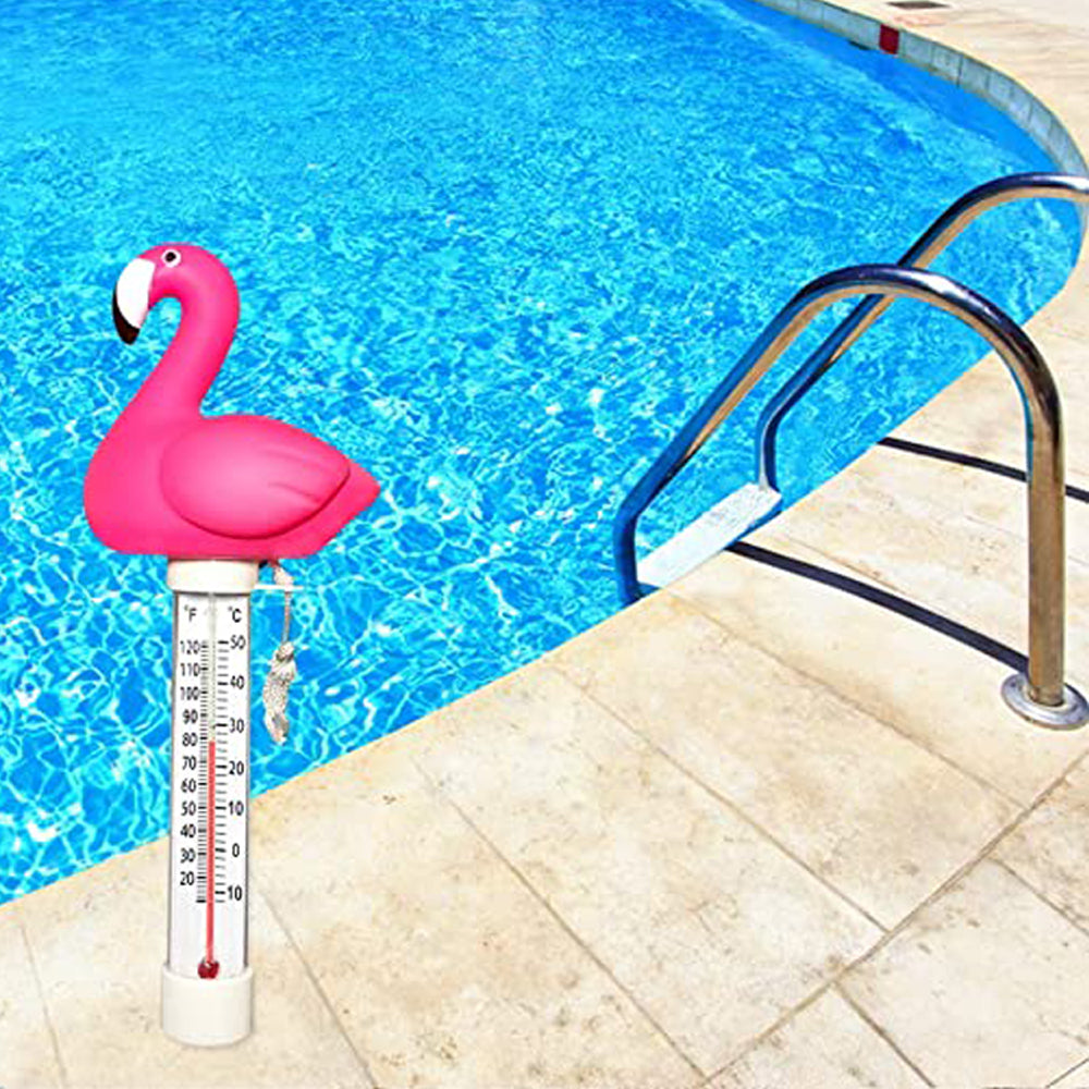 1X Floating Flamingo Swimming Pool Thermometer