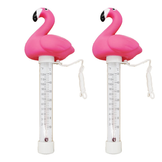 2X Floating Flamingo Swimming Pool Thermometer