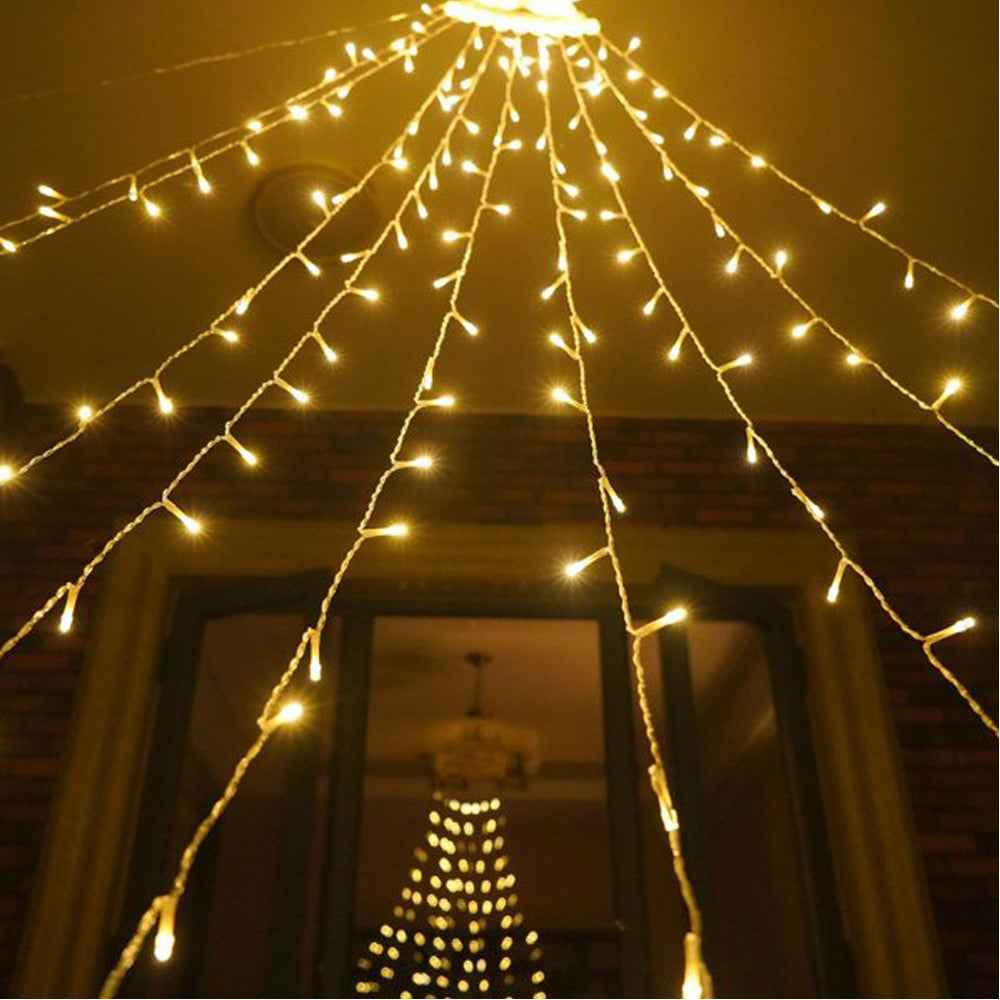 Christmas Solar Waterfall String Light Warm Lights