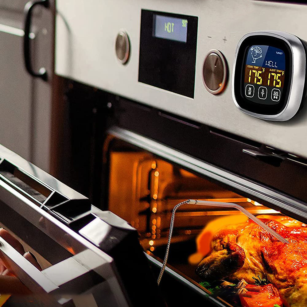 1X Magnetic LCD Digital Barbecue BBQ Meat Thermometer with Grill Cooking Probe