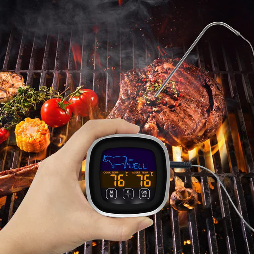 2X Magnetic LCD Digital Barbecue BBQ Meat Thermometer with Grill Cooking Probe
