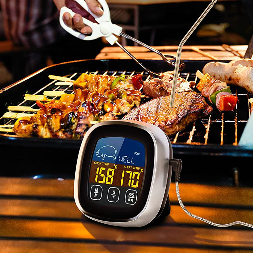 2X Magnetic LCD Digital Barbecue BBQ Meat Thermometer with Grill Cooking Probe