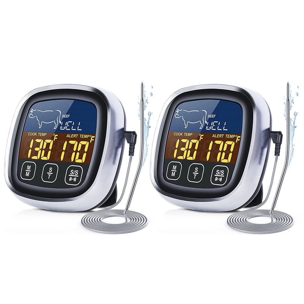2X Magnetic LCD Digital Barbecue BBQ Meat Thermometer with Grill Cooking Probe