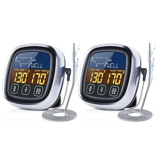 2X Magnetic LCD Digital Barbecue BBQ Meat Thermometer with Grill Cooking Probe
