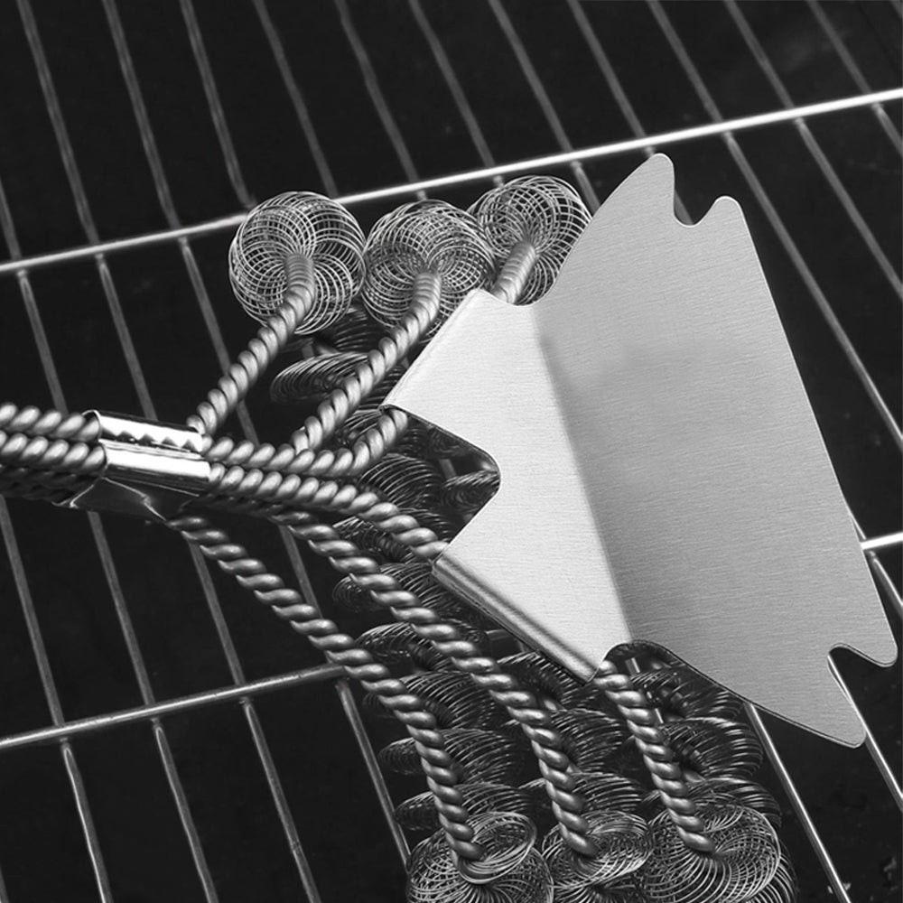 2Pcs 2 in 1 BBQ Grill Brush and Scraper Accessories BBQ Stove Cleaner Brush