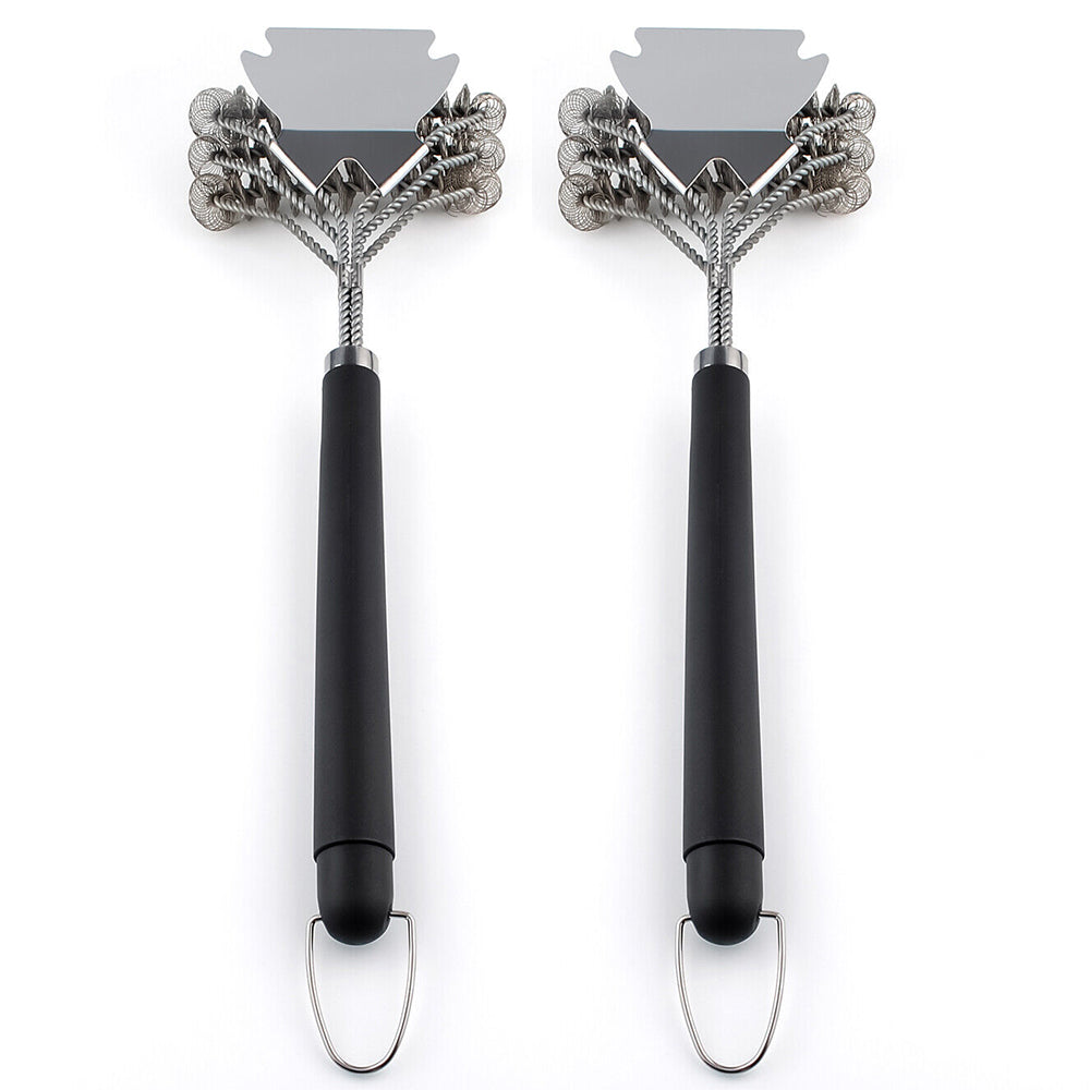 2Pcs 2 in 1 BBQ Grill Brush and Scraper Accessories BBQ Stove Cleaner Brush