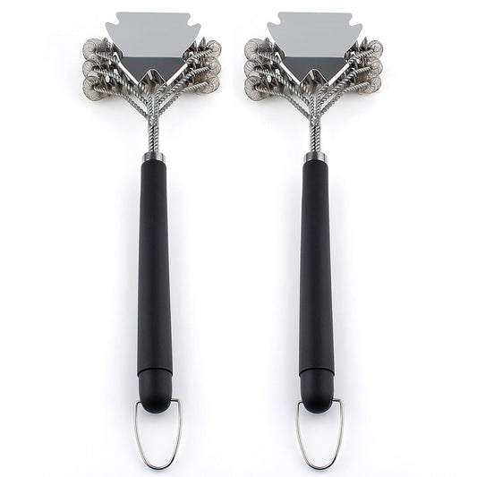 2Pcs 2 in 1 BBQ Grill Brush and Scraper Accessories BBQ Stove Cleaner Brush