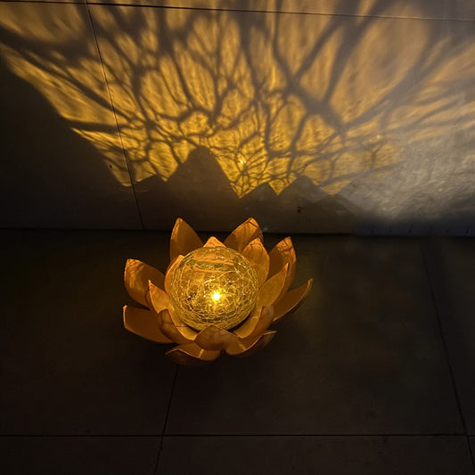 LED Solar Garden Amber Lotus Light
