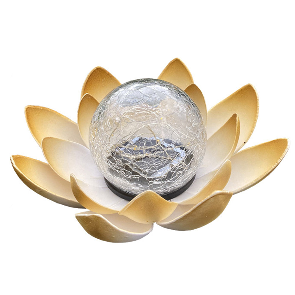 LED Solar Garden Amber Lotus Light
