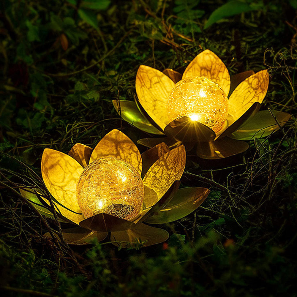 LED Solar Garden Amber Lotus Light