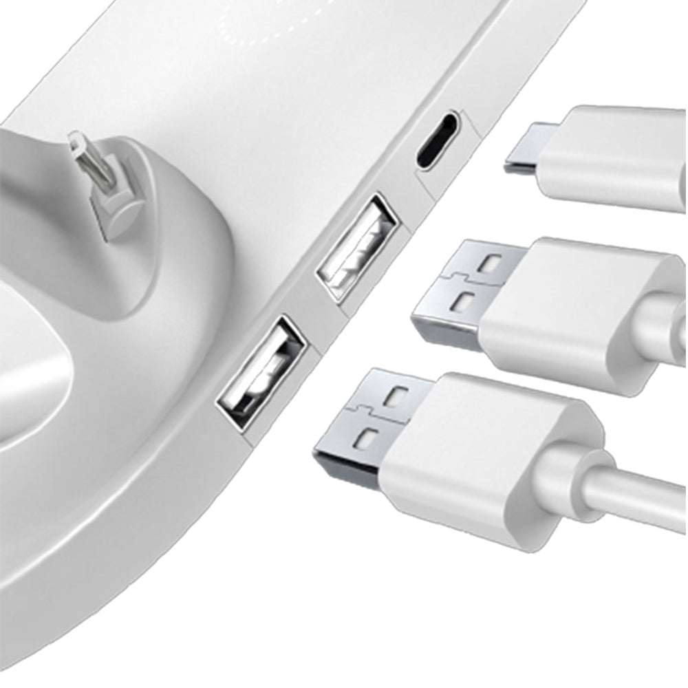 6 in 1 Qi Wireless Fast Charging Station Dock for iPhone iWatch Airpods White