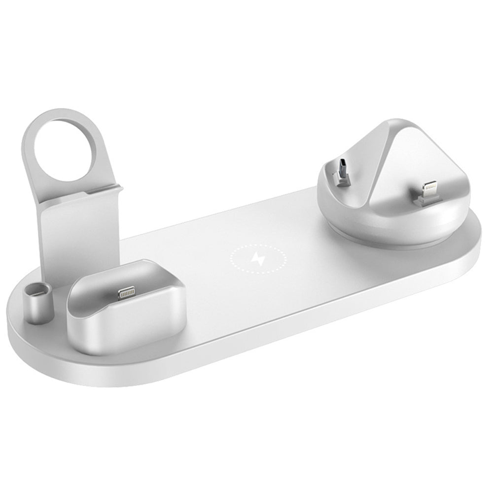 7 in 1 Qi Wireless Fast Charging Station Dock for iPhone iWatch Airpods White