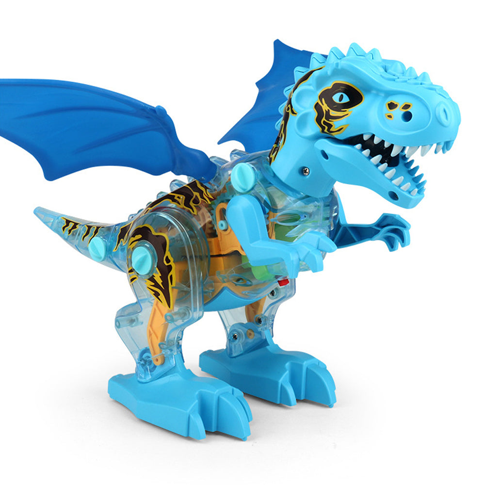 Electric Walking Dinosaur Toy for Kids with Spray and Lighting Blue