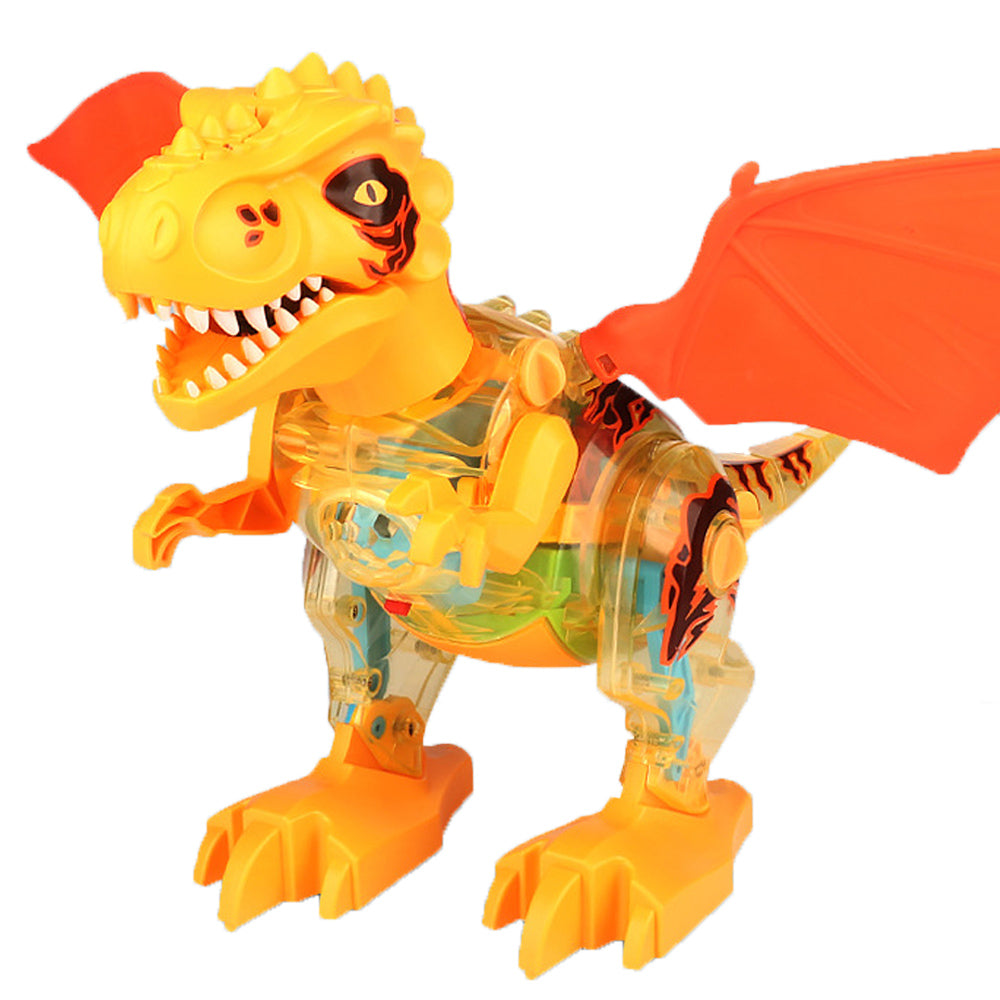 Electric Walking Dinosaur Toy for Kids with Spray and Lighting Yellow
