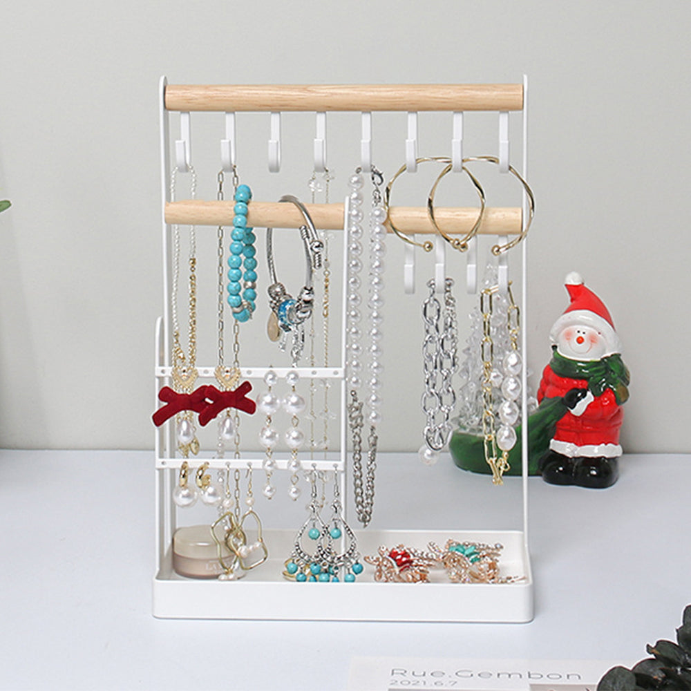 1Pc 4 Tier Jewelry Storage Rack Necklace Earring Holder with Tray