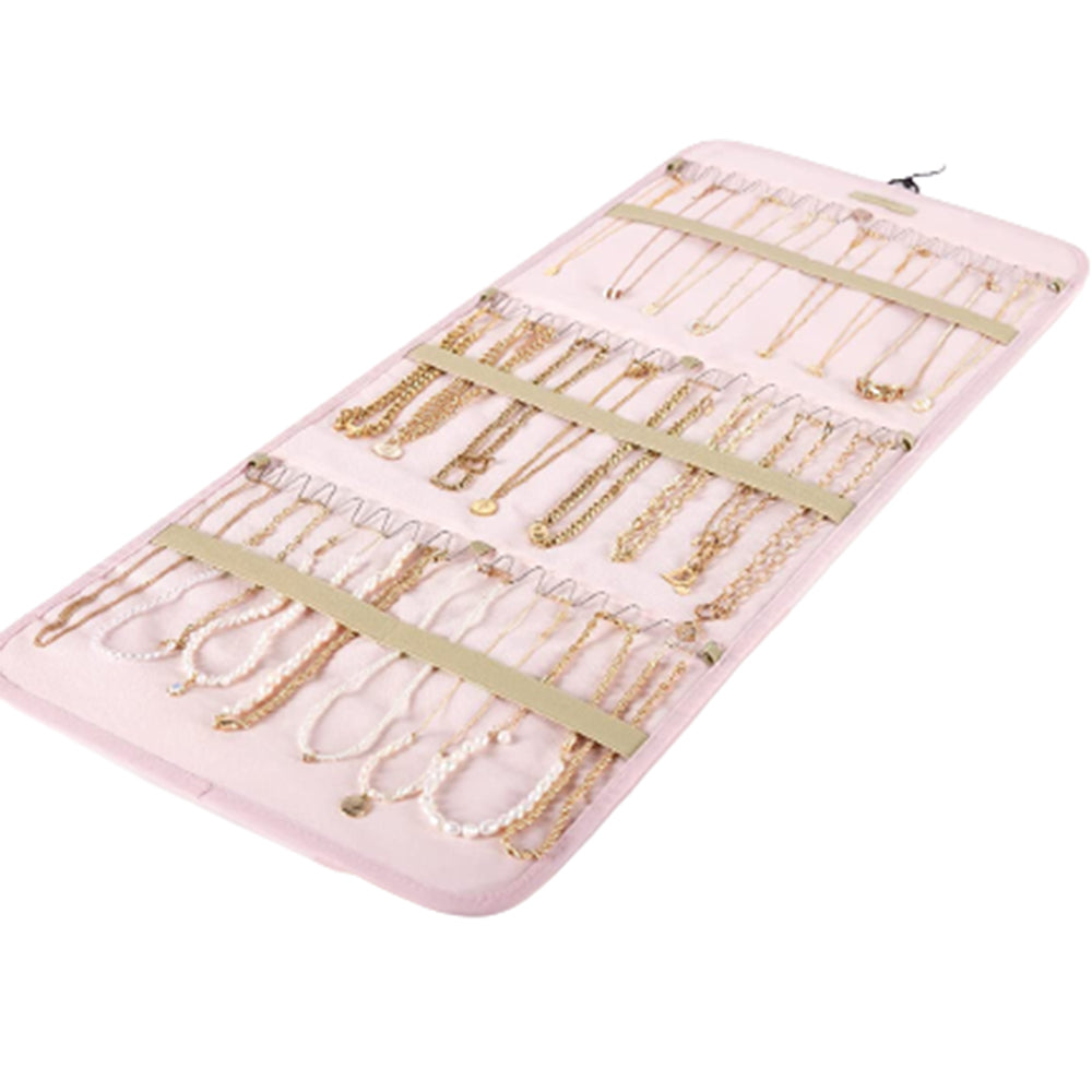 Double Sided Hanging Jewelry Storage Display Bag with Hook Pink Large