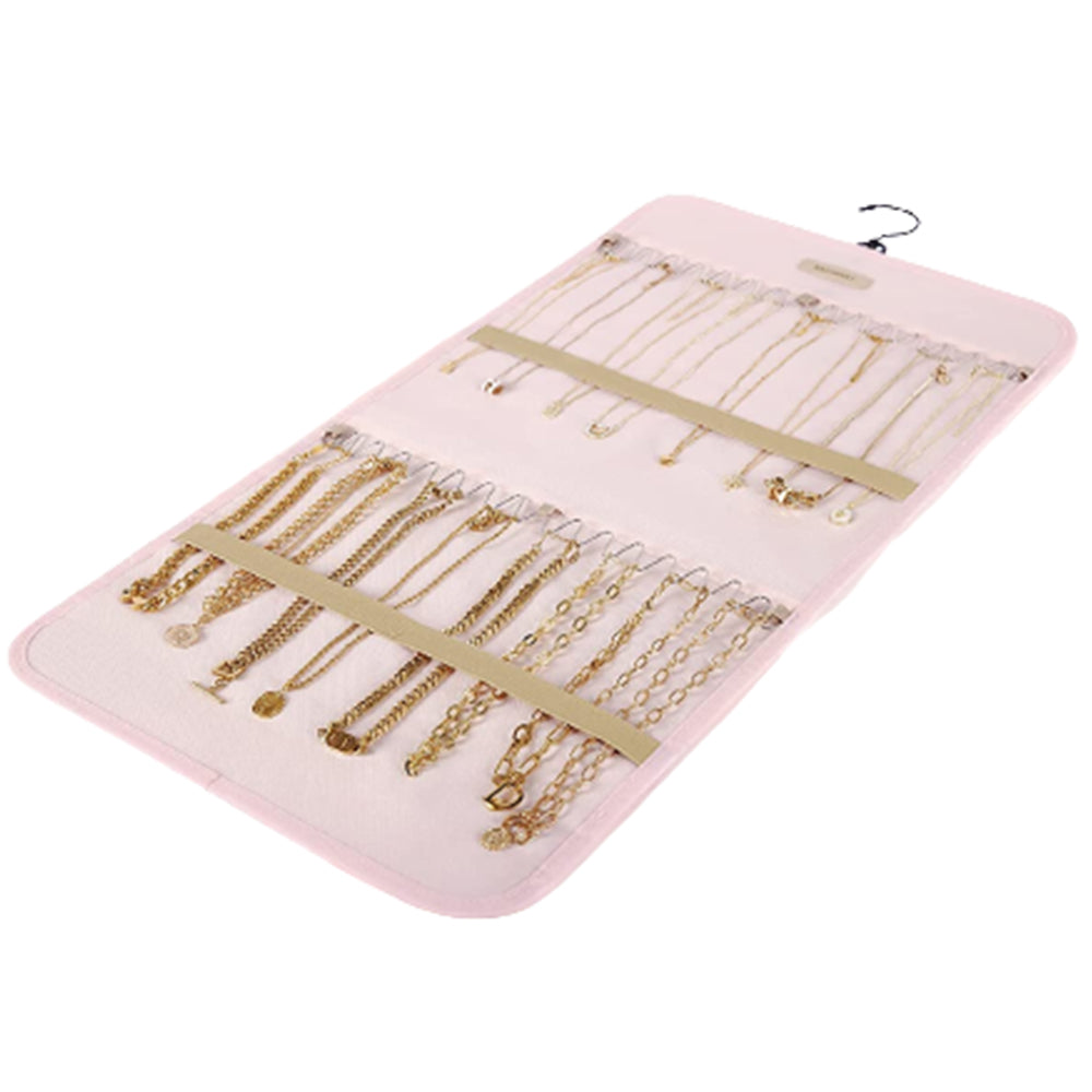 Double Sided Hanging Jewelry Storage Display Bag with Hook Pink Small