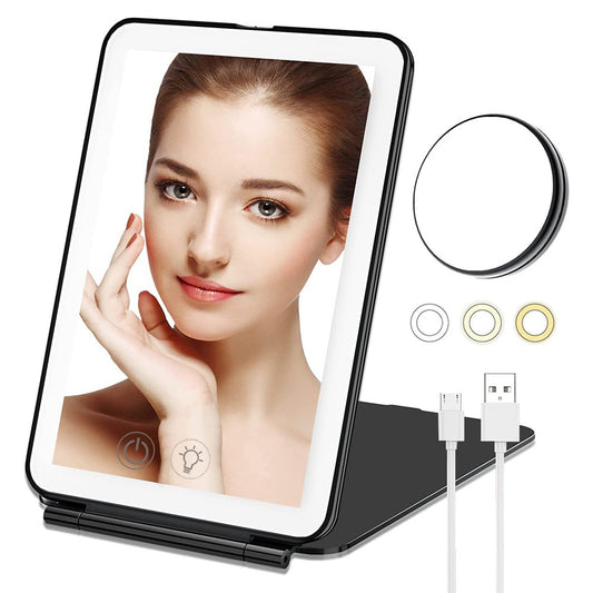 USB Touch Screen Makeup Mirror with 10X Magnifying Black
