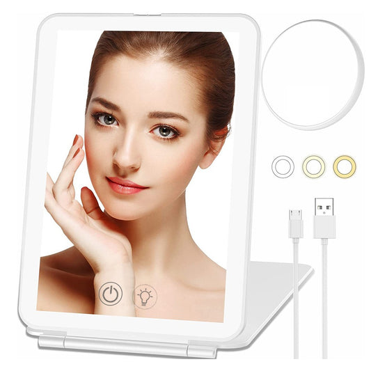 USB Touch Screen Makeup Mirror with 10X Magnifying White