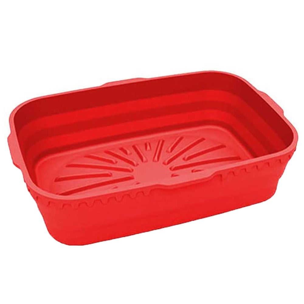2Pcs FDA Certificated Silicone Foldable Air Fryer Pot Air Fryer Liner Red
