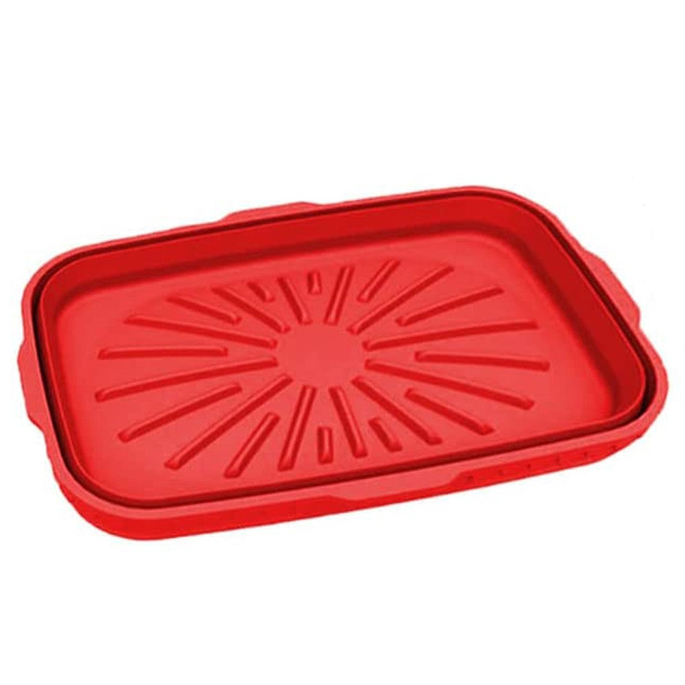 2Pcs FDA Certificated Silicone Foldable Air Fryer Pot Air Fryer Liner Red