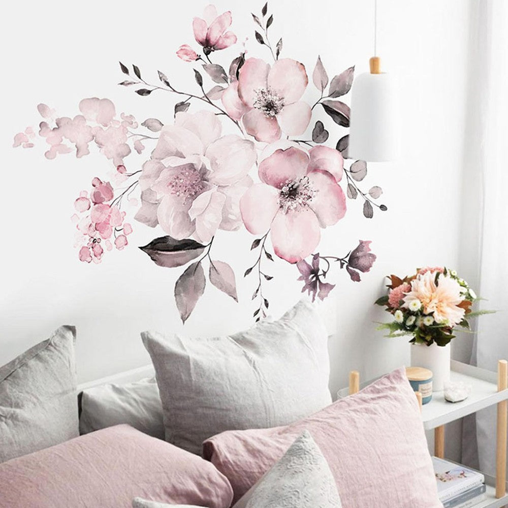 1 Set of Self Adhesive Wall Sticker Pink Flower Wallpaper Wall Decal Home Decor