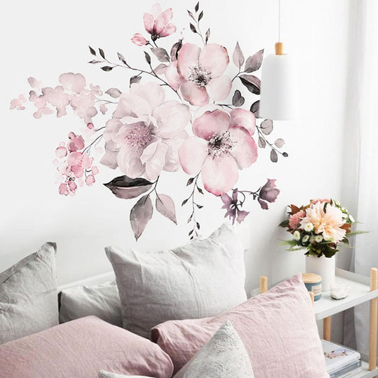 1 Set of Self Adhesive Wall Sticker Pink Flower Wallpaper Wall Decal Home Decor