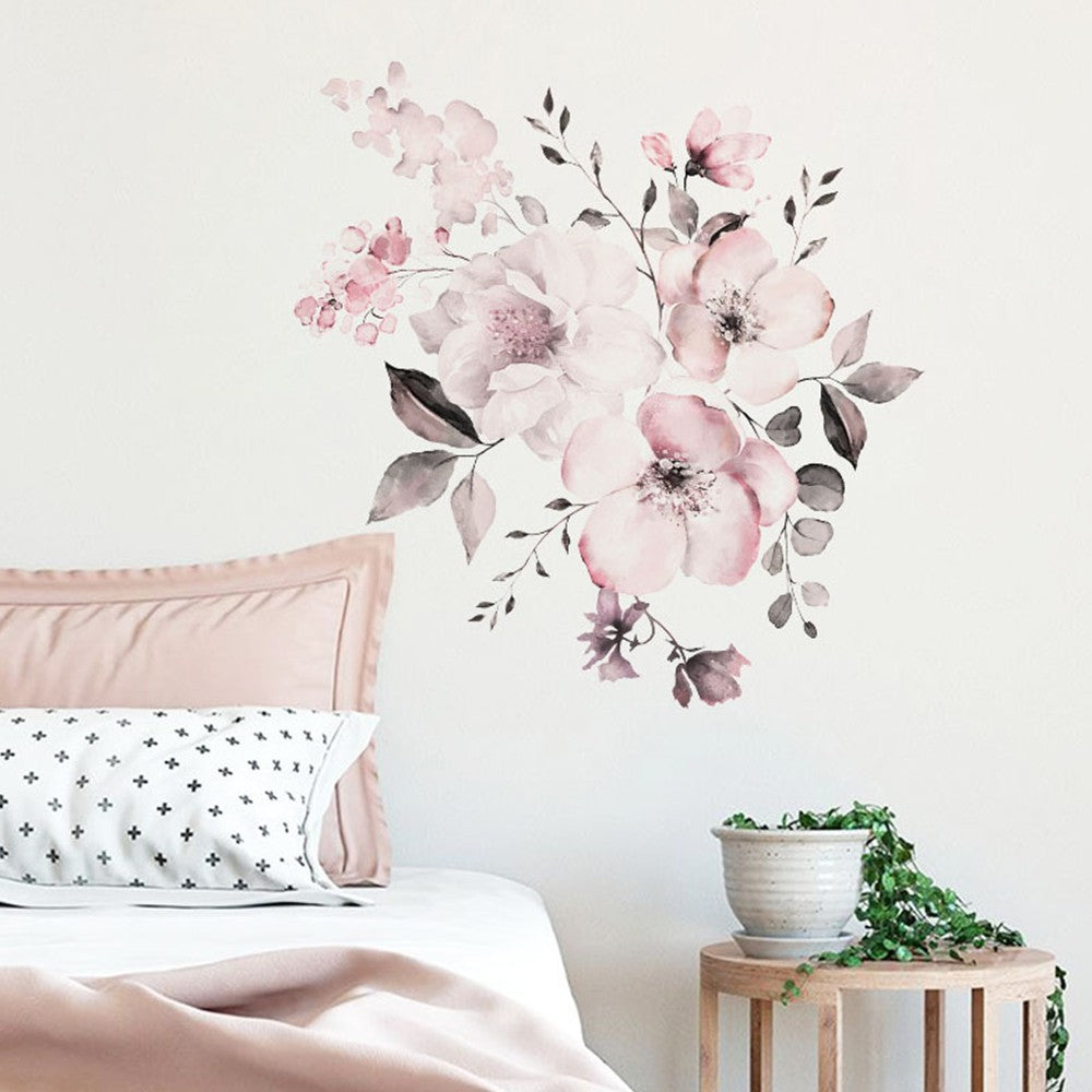1 Set of Self Adhesive Wall Sticker Pink Flower Wallpaper Wall Decal Home Decor