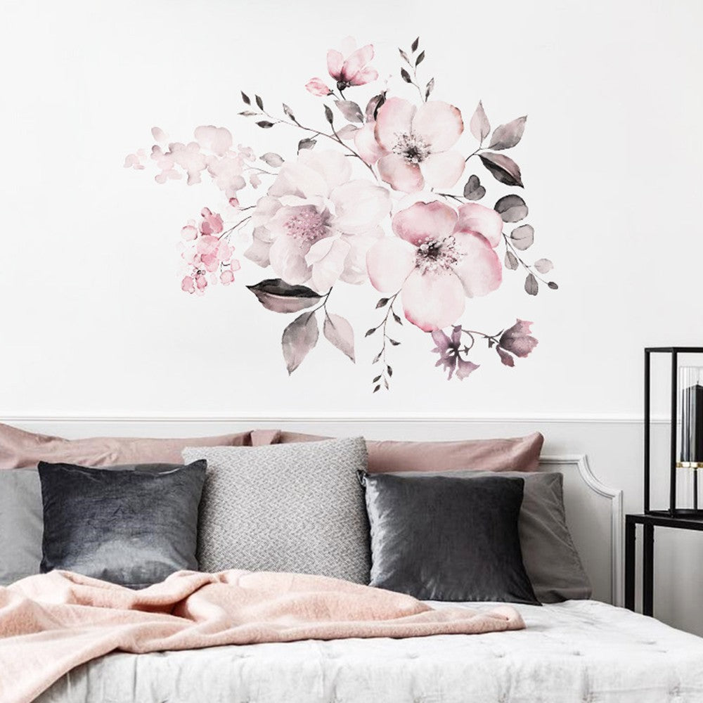 1 Set of Self Adhesive Wall Sticker Pink Flower Wallpaper Wall Decal Home Decor