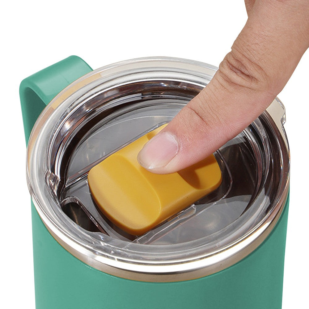 450mL Stainless Steel Coffee Mug Milk Cup with Handle and Lid Green