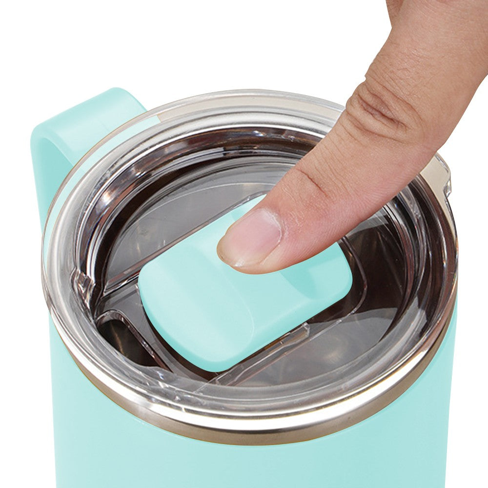 450mL Stainless Steel Coffee Mug Milk Cup with Handle and Lid Light Blue