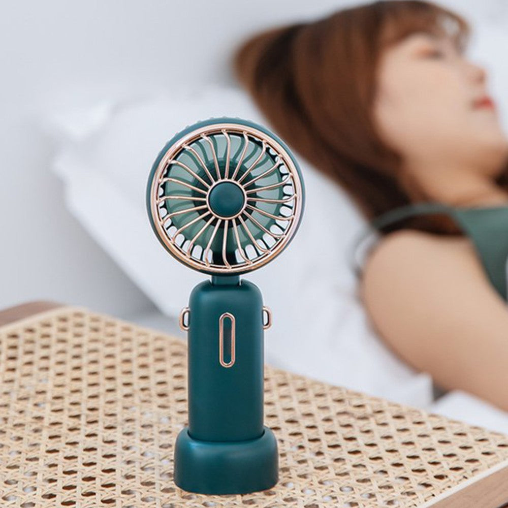USB Mini Handheld Fan with Hanging Rope Electric Fan with 3 Wind Speeds Green
