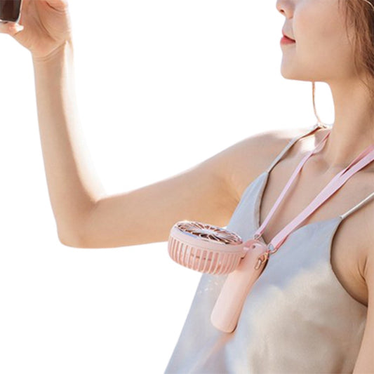 USB Mini Handheld Fan with Hanging Rope Electric Fan with 3 Wind Speeds Pink