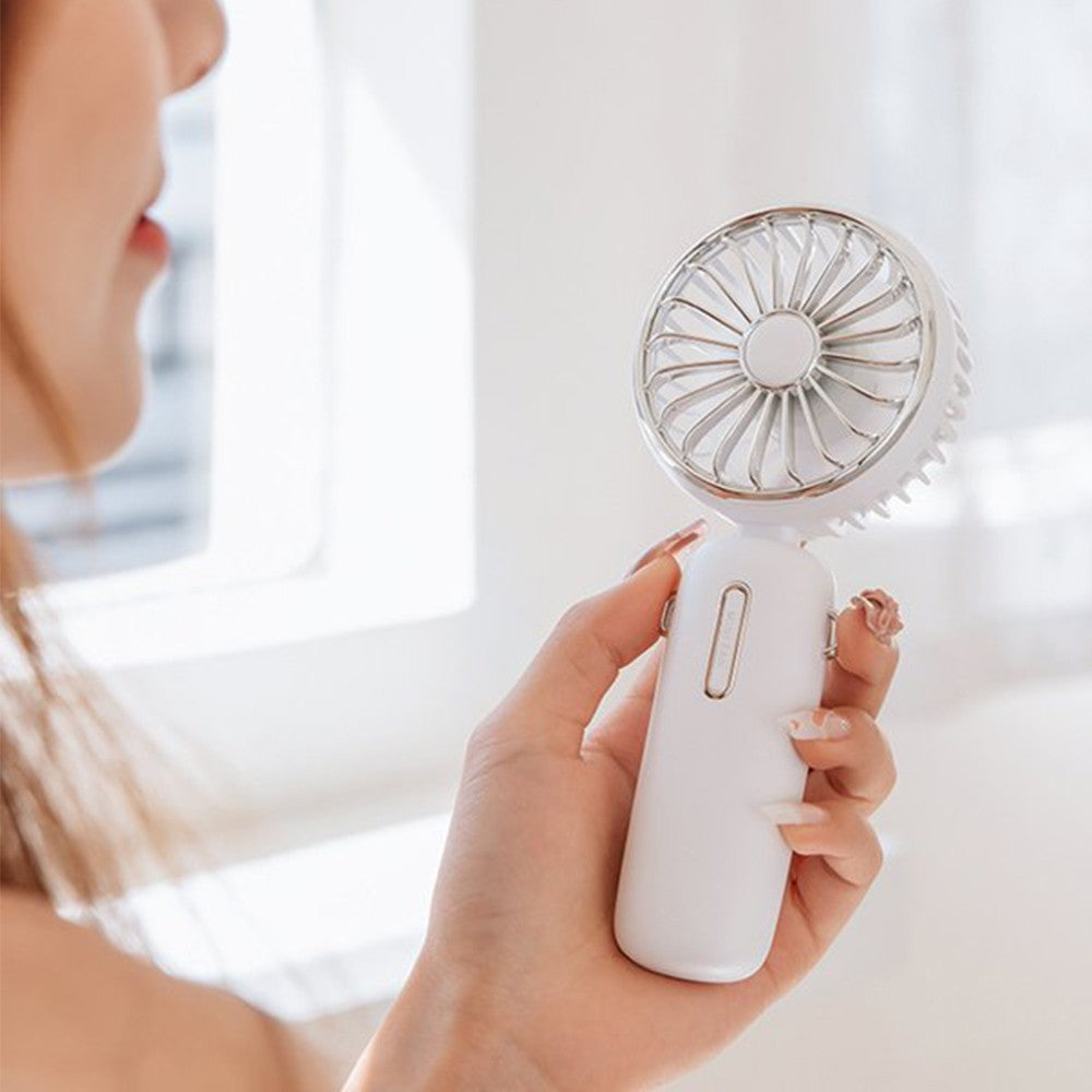 USB Mini Handheld Fan with Hanging Rope Electric Fan with 3 Wind Speeds White