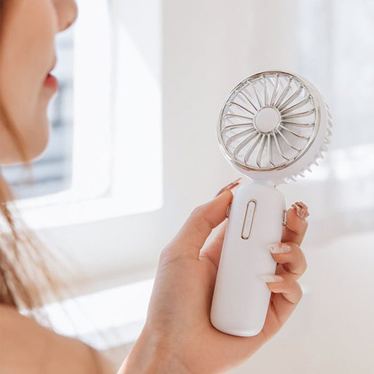 USB Mini Handheld Fan with Hanging Rope Electric Fan with 3 Wind Speeds White